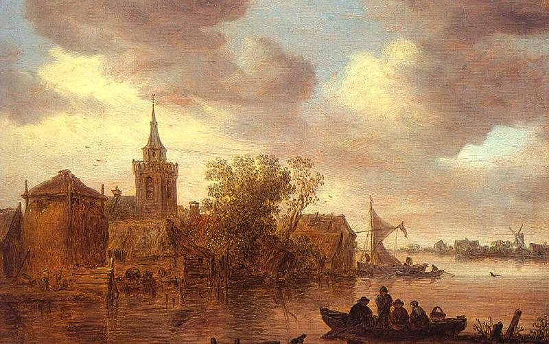 Jan van  Goyen A Church and a Farm on the Bank of a River china oil painting image